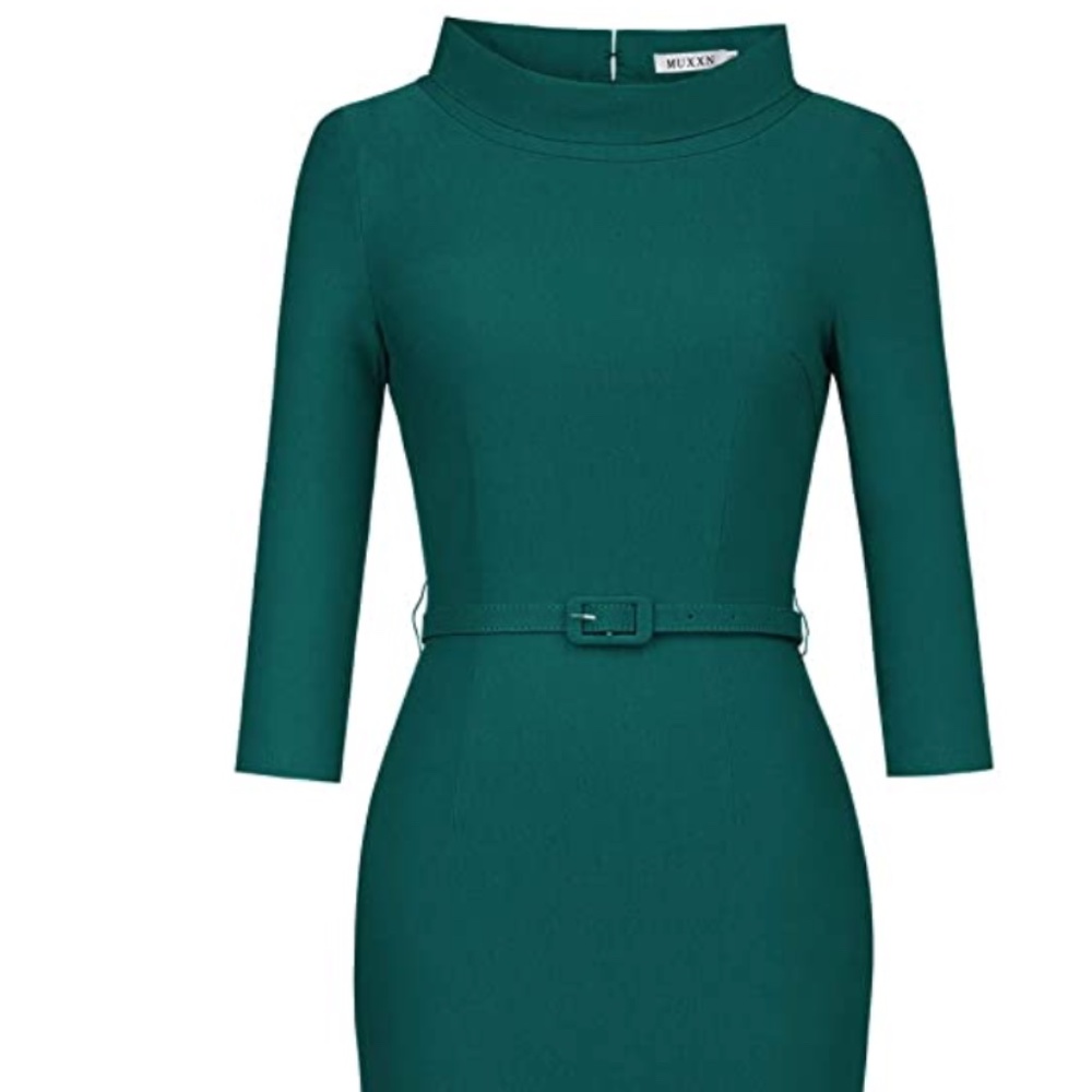 Women's 1950s Vintage 3/4 Sleeve Elegant Collar Cocktail Evening Dress
